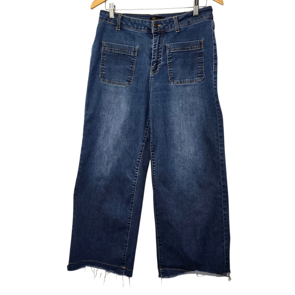 Frye Blue Wide Leg Jeans Raw Hem Distressed Flare Denim Women's Size 29 Grunge